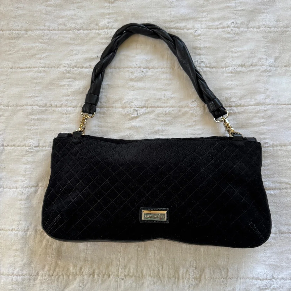 Coccinelle Suede Leather Shoulder Flap Bag / Convertible to a Clutch